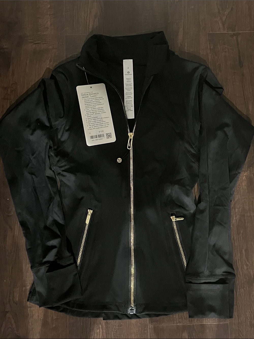 lululemon athletica Black Bomber Jacket with Gold Zippers